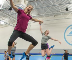 Girls on trampoline